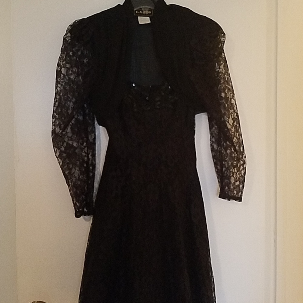 Vintage black lace dress & matching bolero